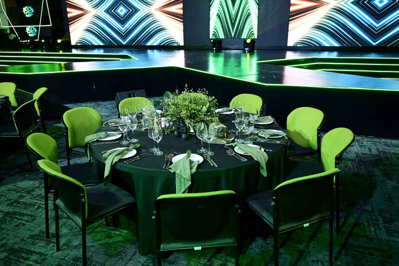 Gala dinner awards table setup with elegant styling